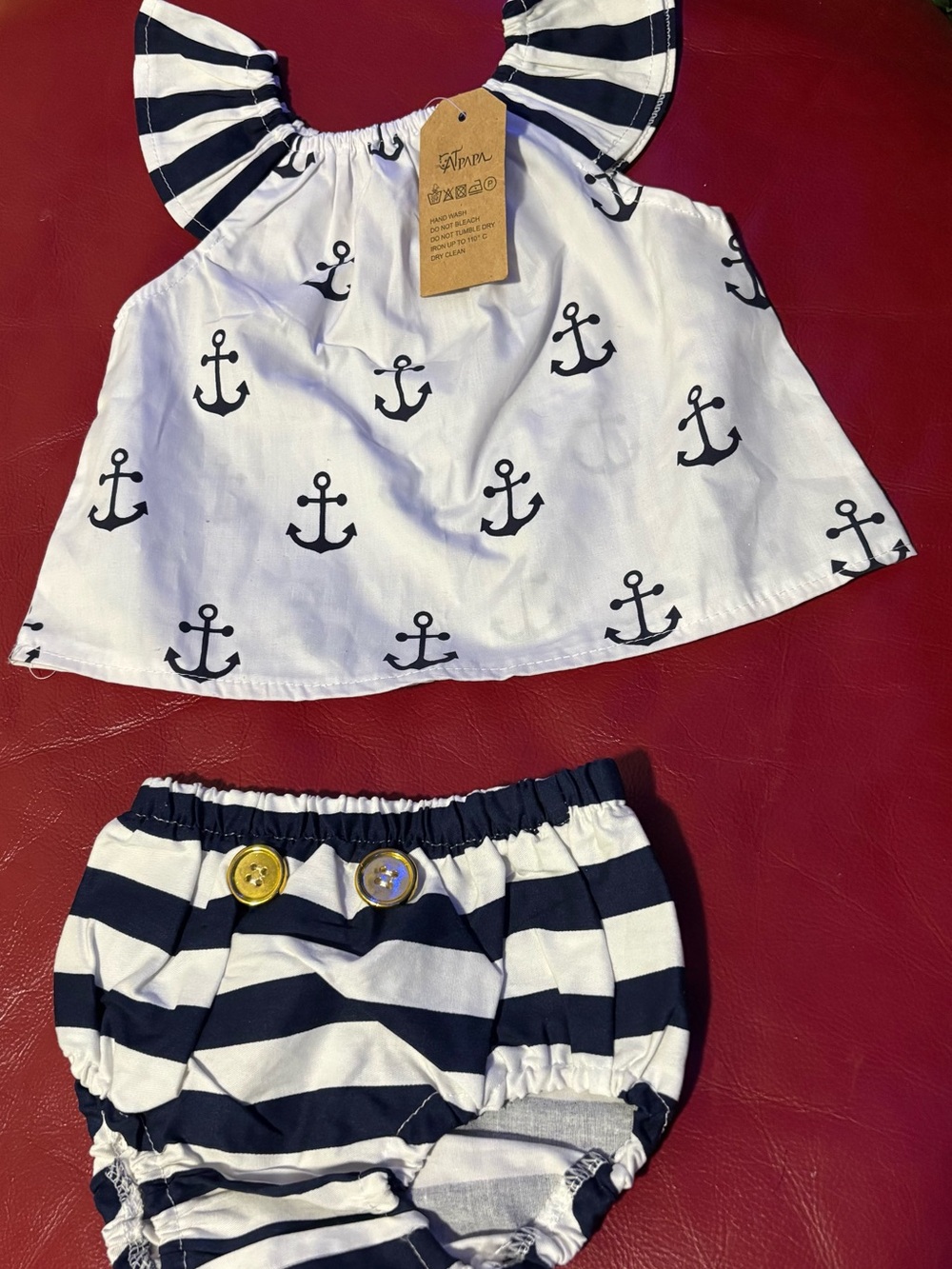 Nautical Anchor Two-Piece Baby Set - White & Navy